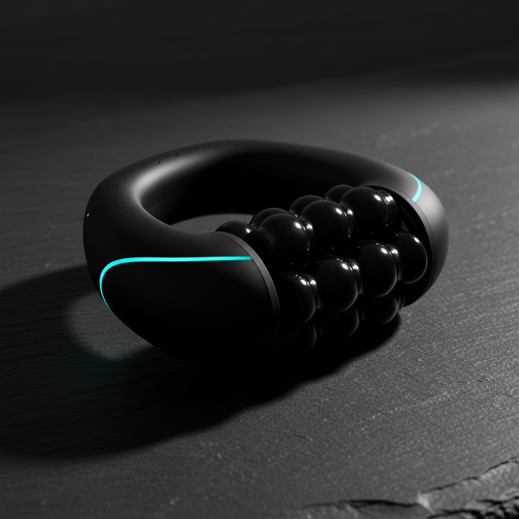 BodyGlide Pro rolling massager at 45-degree angle on dark slate surface with dramatic lighting